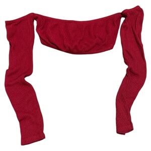 Red Long Sleeve Crop Top
